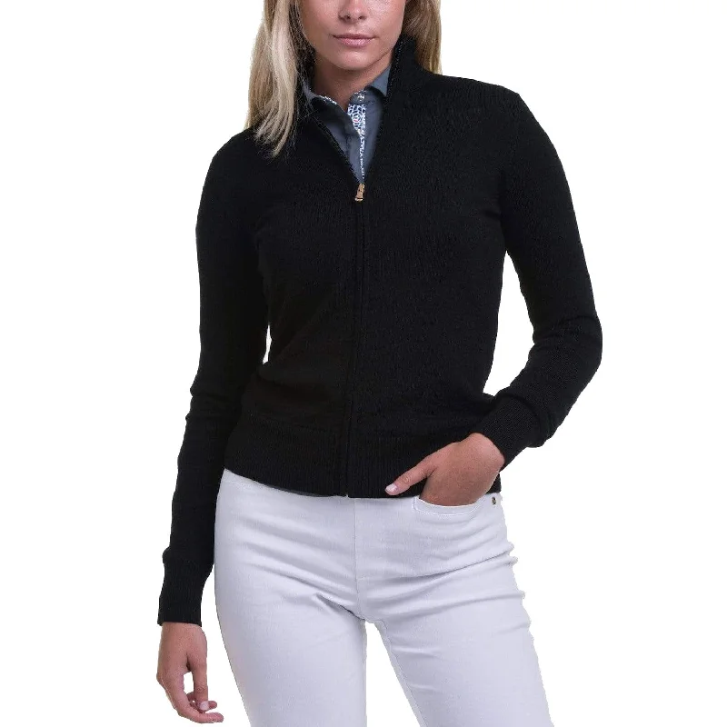 Fairway & Greene Abbey Merino Black Womens Golf Windsweater Elegant Classic Vintage