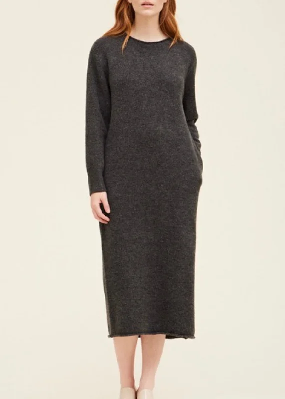 Tatum Sweater Midi Dress Satin Blend Silk Blend Wool Blend