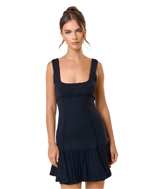 Meghan Ruffled Sweater Mini Dress Ribbed Striped Patterned