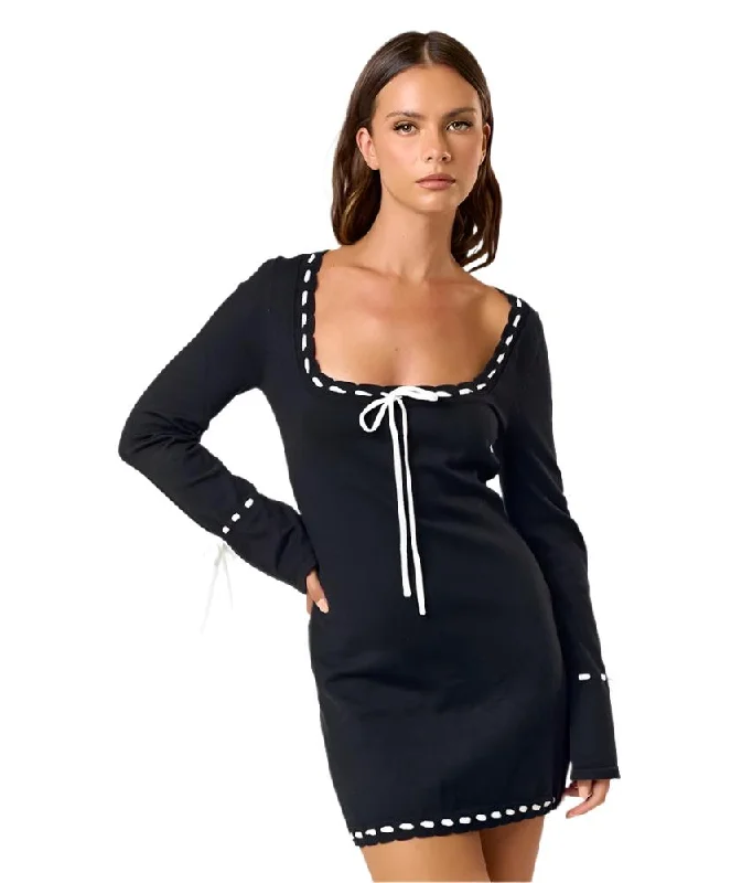 Blair Sweater Mini Dress Embroidered Appliqued Beaded