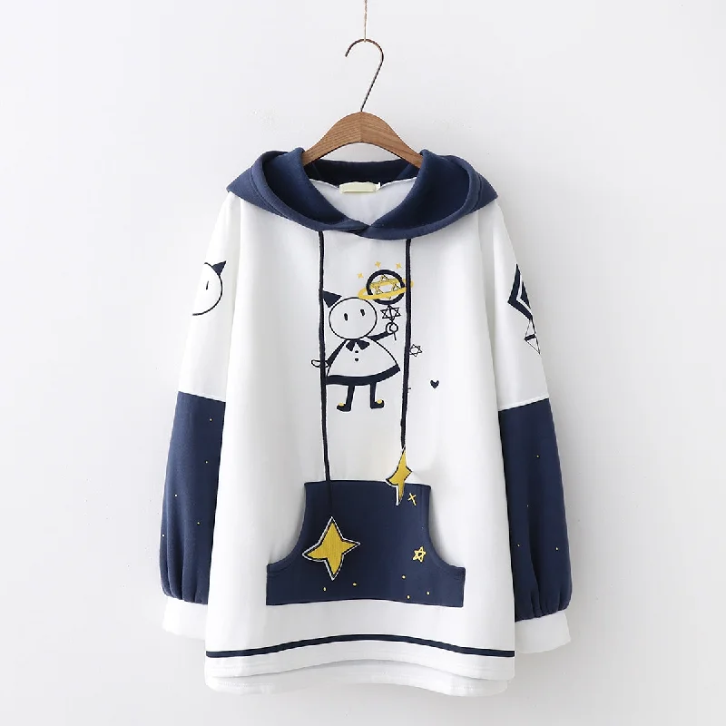 Japanese Cute Star Hooded Sweater yv40521 Chenille Blend Fleece Blend Nylon Blend