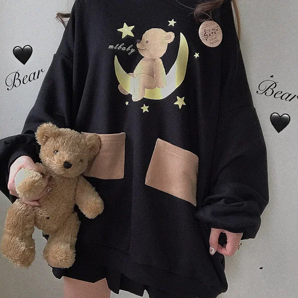 Japanese moon bear hooded sweater yv42464 Layered Multi-layer Single Layer