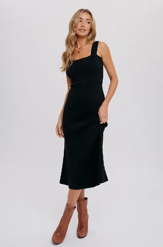 Women's/Junior Square Neck Sweater Knit Midi Dress - Black Graphic Sweater Embroidered Appliqued Women's/Junior Square Neck Sweater Knit Midi Dress - Black Graphic Sweater Embroidered Appliqued