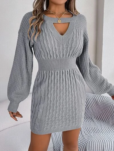 Knit Cutout Slit Sweater Dress Wool Sweater Cotton Sweater Cashmere Sweater