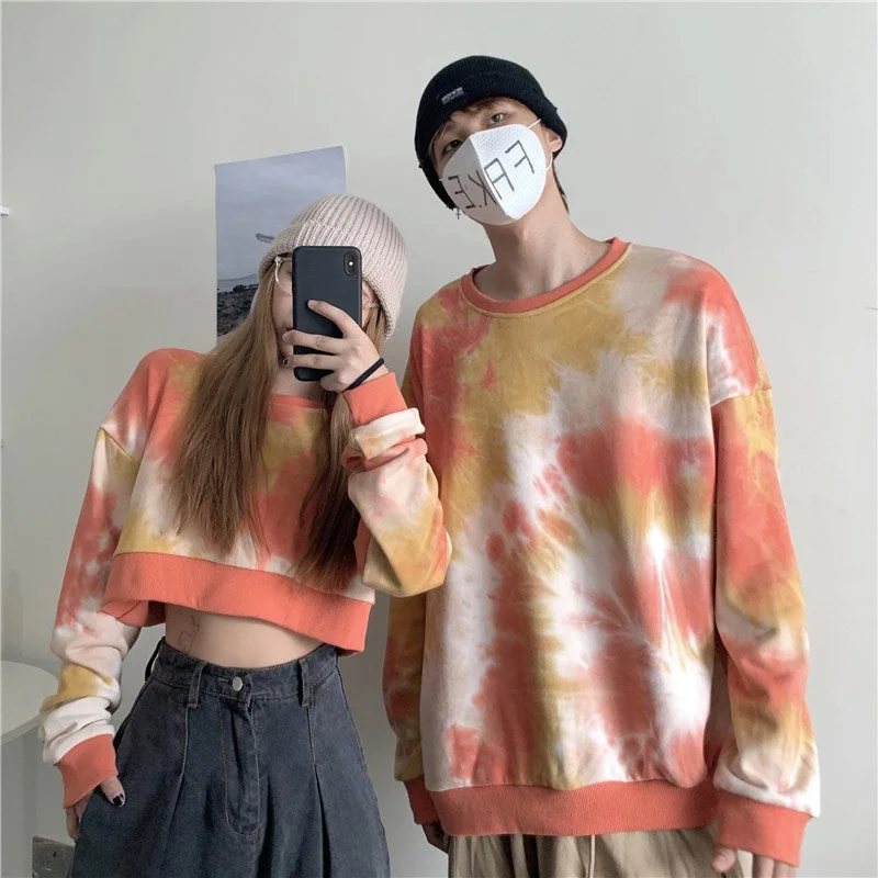 Korean loose tie-dye couple sweater YV43356 Handmade Hand-knitted Hand-woven