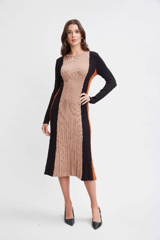 T-Tahari Color Block Sweater Dress Fleece Sweater Nylon Polyester