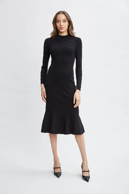 T-Tahari Flare Sweater Dress Terry Terry Cloth Terry Knit