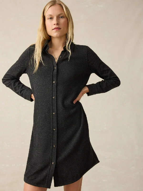 LEGEND SWEATER DRESS - HEATHERED BLACK TWILL Fitted Loose Oversized