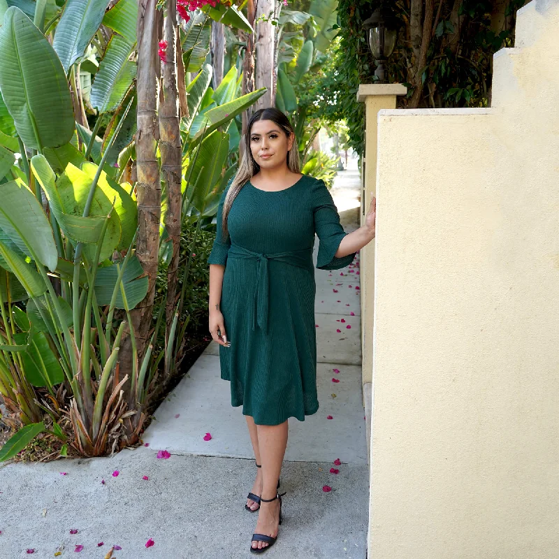 Mable Hunter Green A-Line Sweater Dress Herringbone Houndstooth Plaid