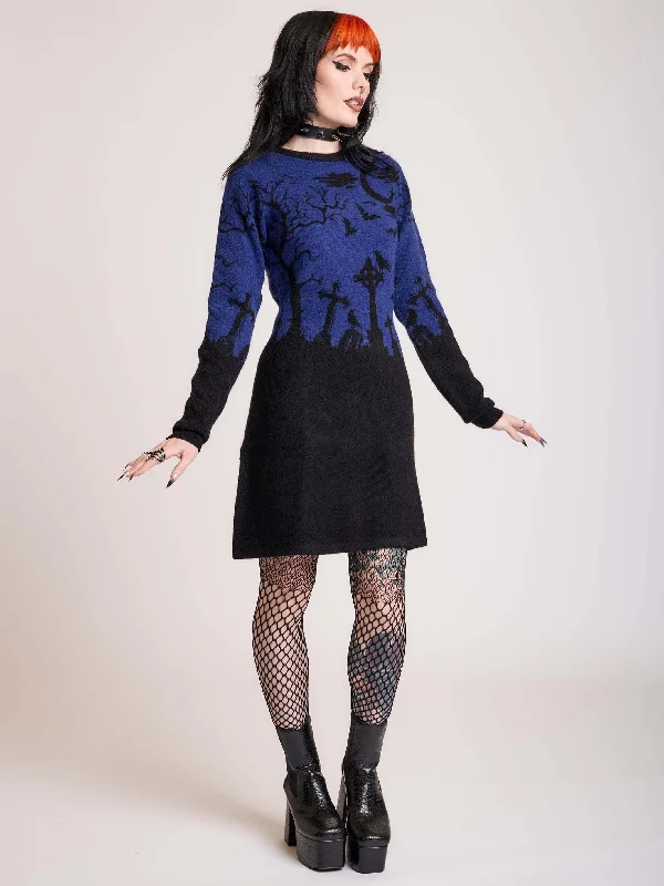 Midnight Cemetery Sweater Dress Chenille Fabric Brocade Fabric Lace Fabric