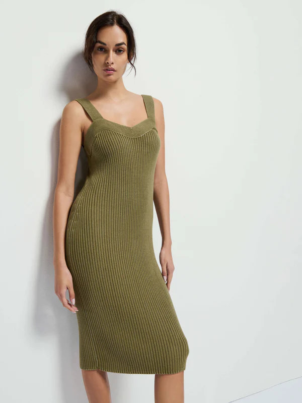 Nation LTD- Caresse Sweater Dress in Capers Thin Thick Dense