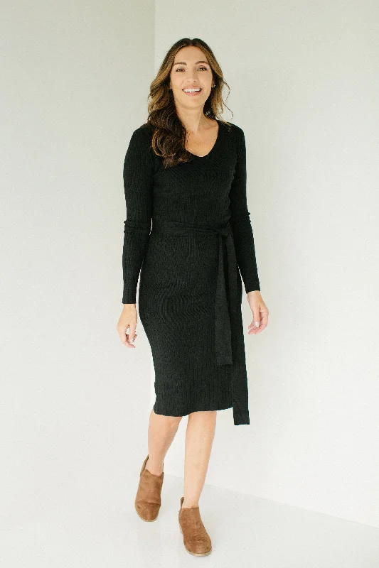 'O'Hara' Wide Ribbed Sweater Dress in Black Long Sweater Short Sweater Cropped Sweater