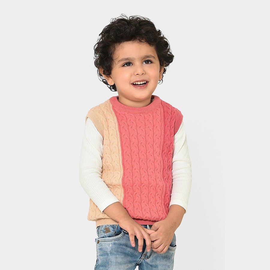 Misty Rose Sleeveless Knitted Sweater for Kids Spandex Blend Rayon Blend Denim Blend