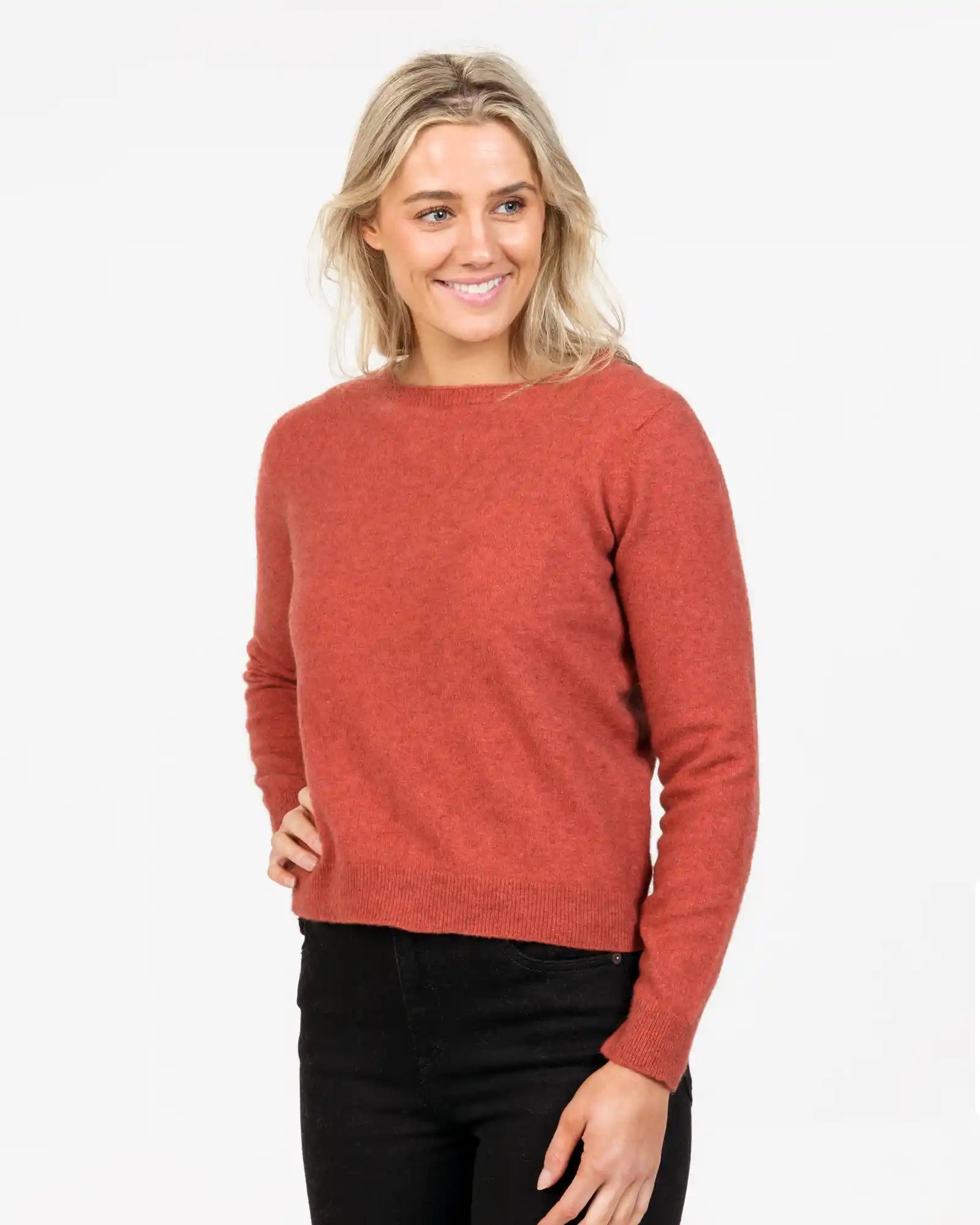 Rosewood Women's Cropped Crew Neck Sweater - NB870 Seamless Knitted Crochet