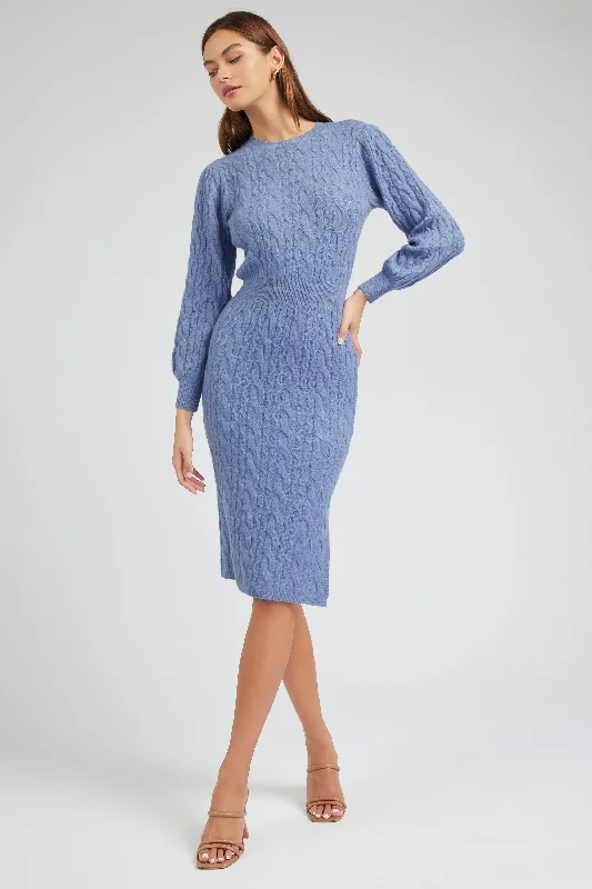 Sweater Midi Dress Solid Print Embellished