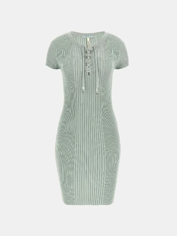 SELENE BODYCON LACE UP SWEATER DRESS Sequined Glittery Shiny