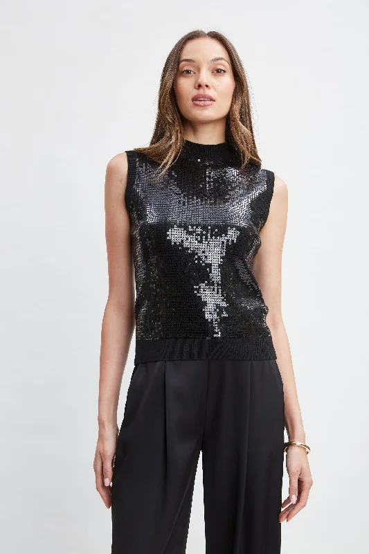 Sleeveless Pave Sequin Sweater Sweater Knitwear Pullover