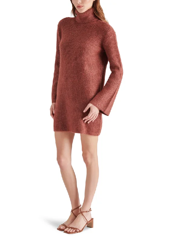 Steve Madden Abbie Sweater Dress- Baked Apple ***FINAL SALE*** Wool Fabric Cashmere Fabric Tweed Fabric