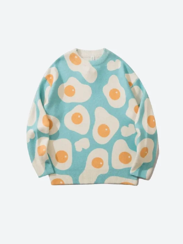 Sunny Side-Up Egg Sweater Chenille Brocade Lace