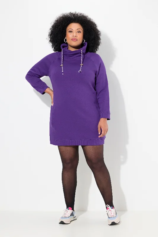 Ulla Popken Sweater Dress in Purple Wool Fabric Cashmere Fabric Tweed Fabric