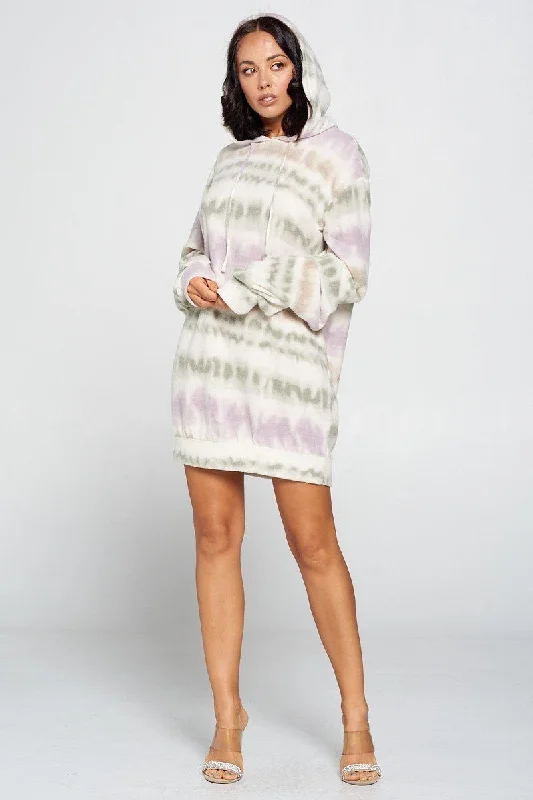 Terry Brushed Print Sweater Dress Sequined Glittery Shiny