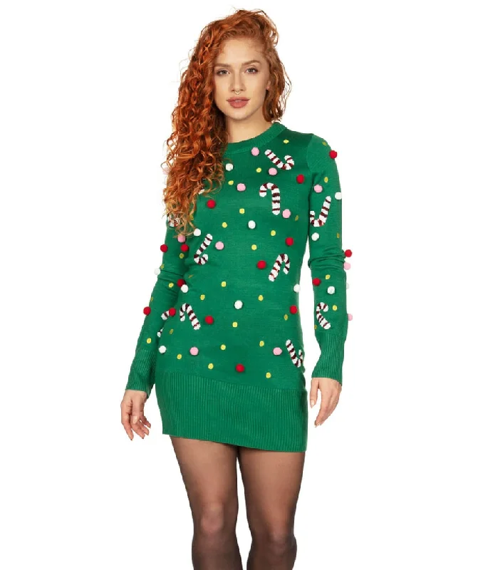 Women's Pop of Peppermint Sweater Dress Plaid Sweater Polka Dot Checkered
