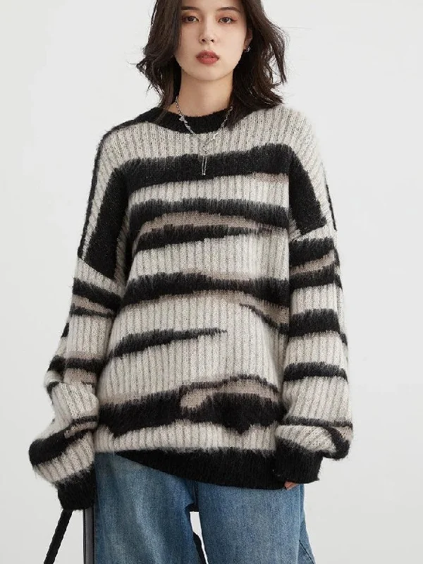 Zebra Knitted Sweater Anti-Pilling Anti-Shrink Durable