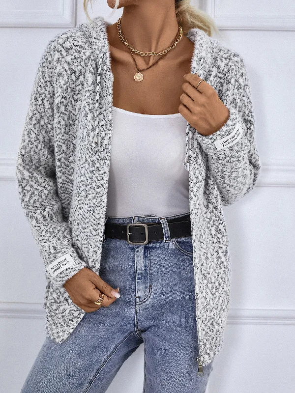 Zip-Up Hooded Sweater Bright Pastel Dark