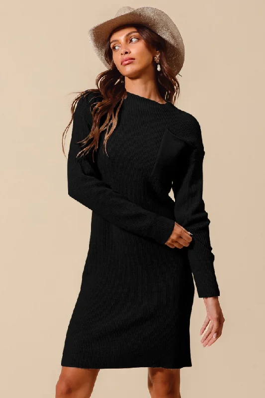Have Some Grace Ribbed Sweater Dress - Black Nylon Fabric Polyester Fabric Spandex Fabric Have Some Grace Ribbed Sweater Dress - Black Nylon Fabric Polyester Fabric Spandex Fabric