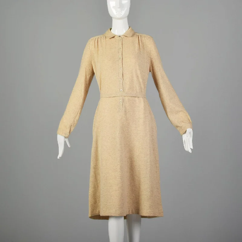 Beige Dynasty Belted Sweater Dress Elegant Classic Vintage