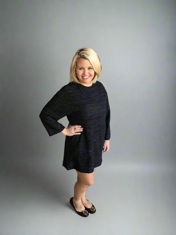 Charcoal Black Sweater Dress Fitted Loose Oversized
