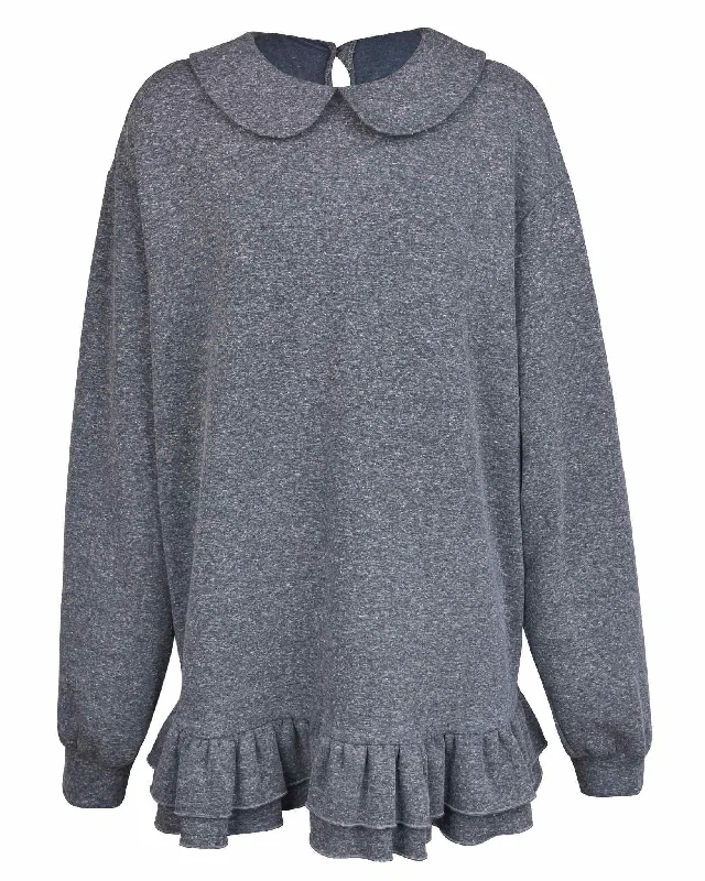 Frill Sweater Dress - Dusk Iron Safe Non-Iron Wrinkle Free