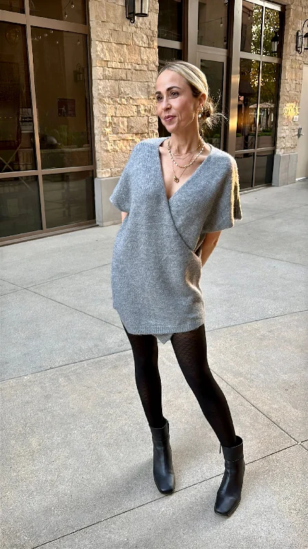 Crescent Julie Cross Over Tunic Sweater Wool Fabric Cashmere Fabric Tweed Fabric