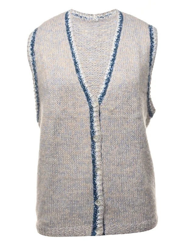 Light Grey Sweater Vest - L Boxy Sweater Fitted Sweater A-Line