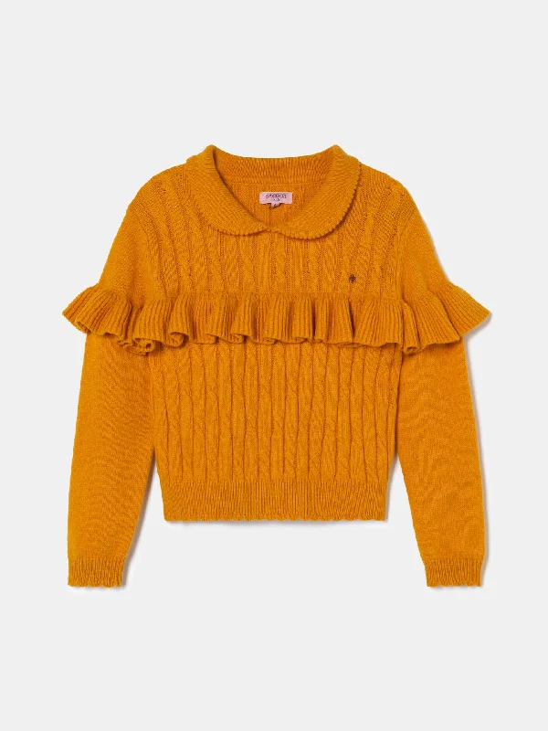 Long Sleeve Sweater with fancy collar Open Front Closed Front Wrap Front