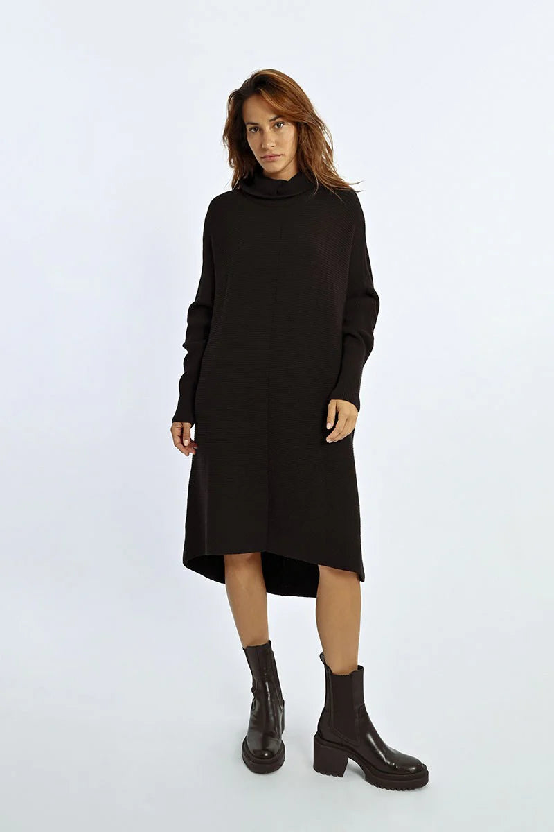 TURTLENECK SWEATER DRESS (Black) Jersey Fabric Tulle Fabric Batik Fabric