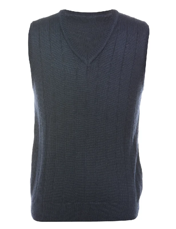Navy Sweater Vest - M Fitted Slim Tailored