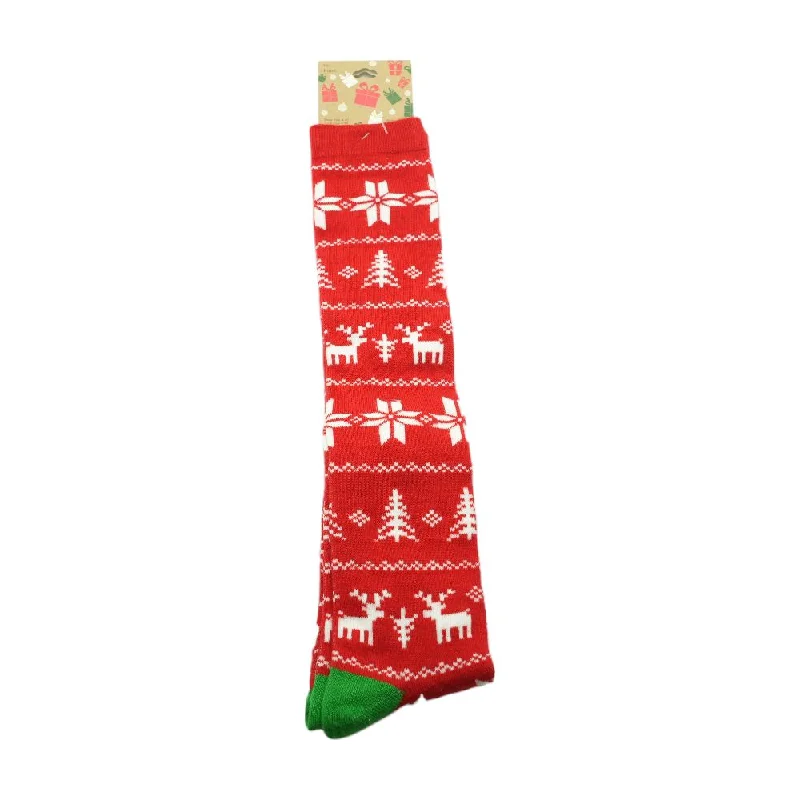 Red Sweater Print Graphic Socks Graphic Sweater Embroidered Appliqued