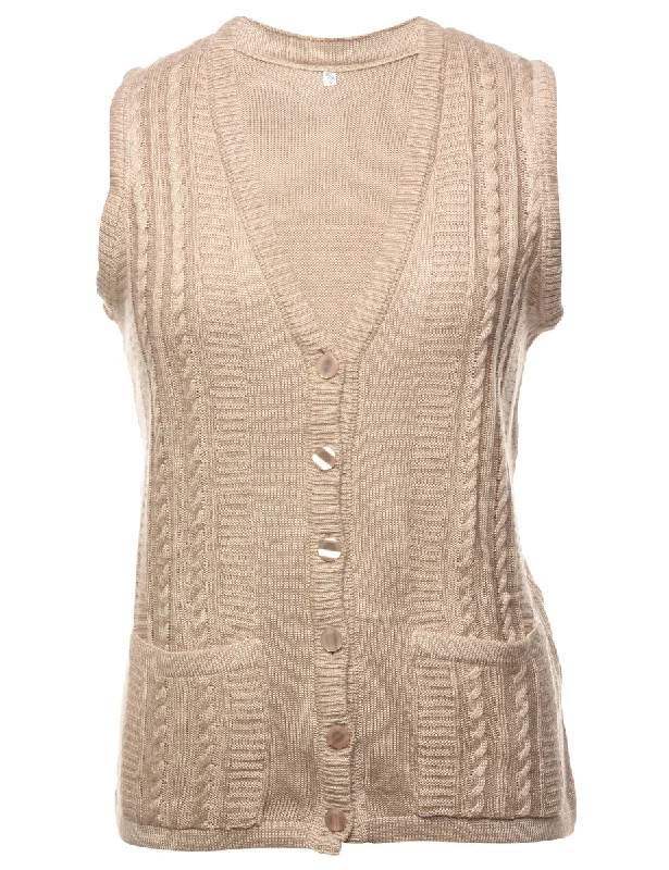Sleeveless Sweater Vest - L Spandex Rayon Corduroy