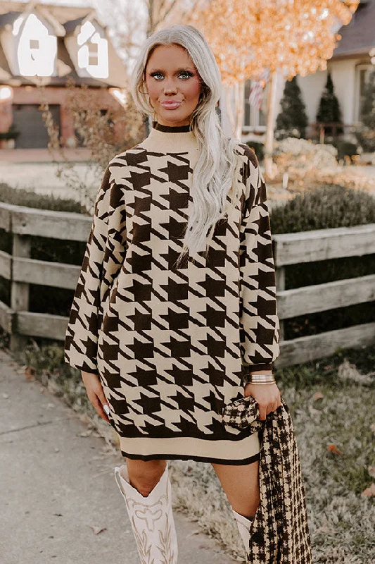 Smooth Sounds Houndstooth Sweater Dress Print Jacquard Patchwork