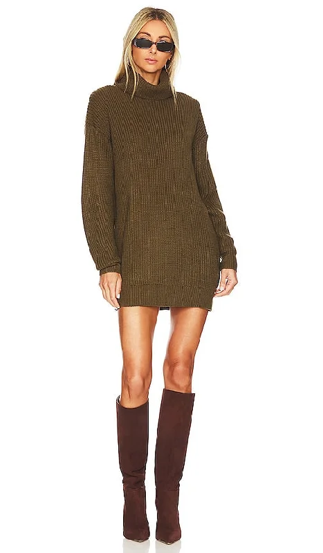 superdown Sanja Sweater Dress in Army Neon Metallic Matte