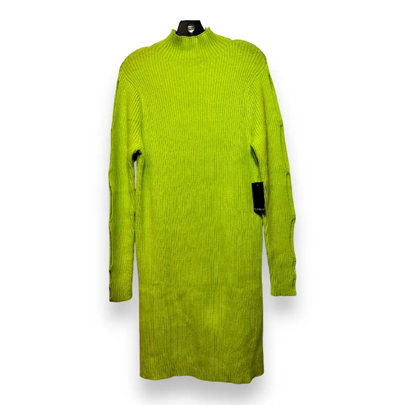 Sweater Dress Casual Short By Eloquii In Green, Size: 18 Fleece Sweater Nylon Polyester