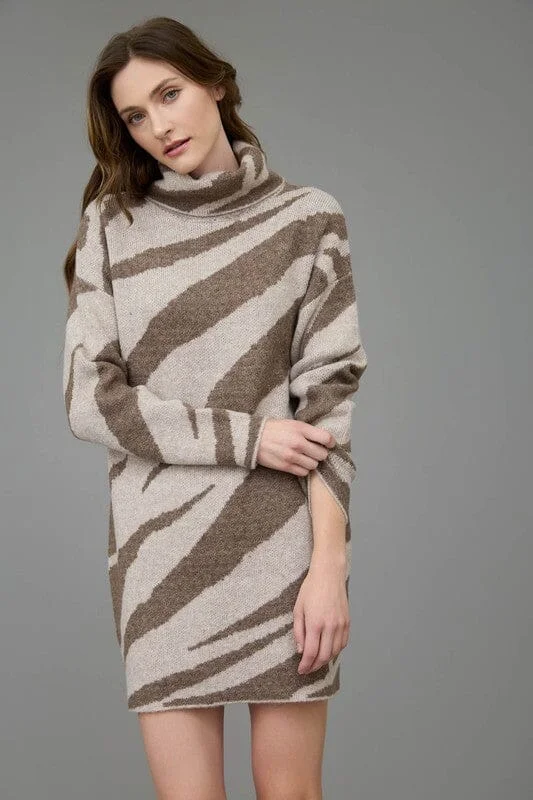 Tiger Stripe Sweater Dress Cable Knit Ribbed Knit Lace Knit